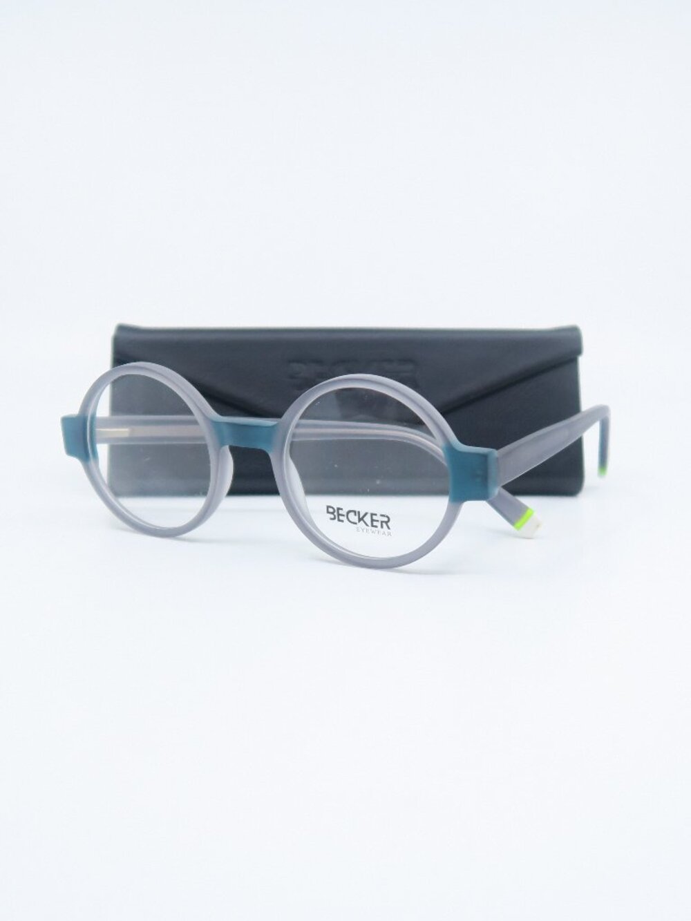 Becker BL 2835 C4 47mm Gray & Blue, Round Trendy Fashion Italian New Eyeglasses.